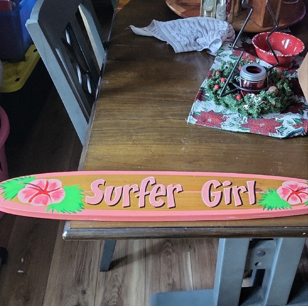 Surfer Girl Pink and Green Kids Sign